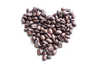 Coffee beans with white background