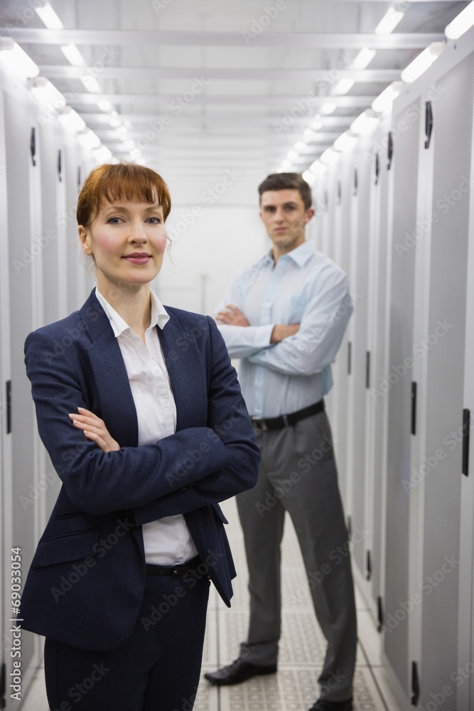 Aufkleber Team of computer technicians looking at camera