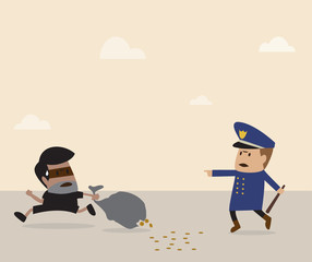 Policeman is chasing thief