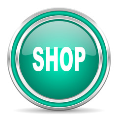shop green glossy web icon