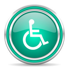 wheelchair green glossy web icon