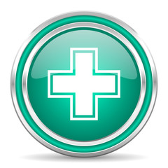pharmacy green glossy web icon