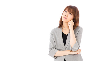 asian businesswoman on white background