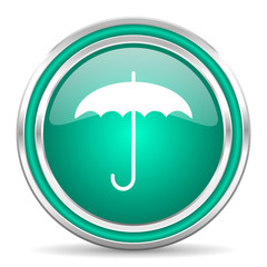 umbrella green glossy web icon