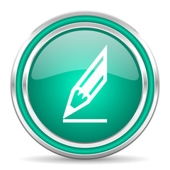 pencil green glossy web icon