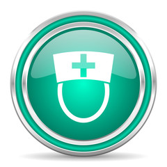 nurse green glossy web icon