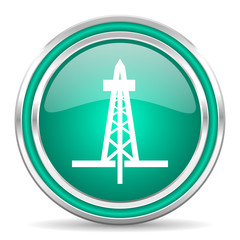 drilling green glossy web icon