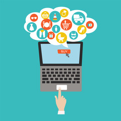 vector  background online shopping store pattern icons