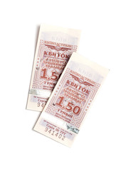 two tickets on white background