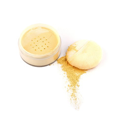 Face powder on white background