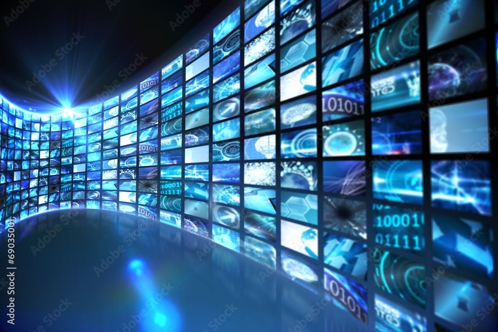 Aufkleber curve of digital screens in blue