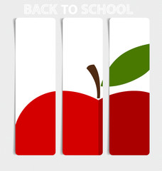 Cute note papers with red apple, welcome back to school. Vector