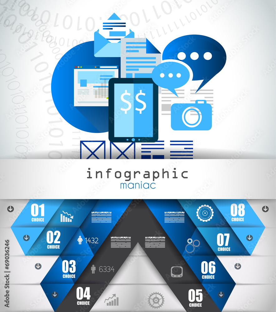 Poster flat style infographic ui icons to use for your business project