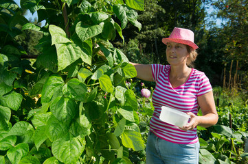 Woman in vegetable garden