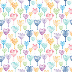 Seamless pattern with globe hearts