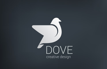Logo Dove flying vector design icon. Bird abstract logotype