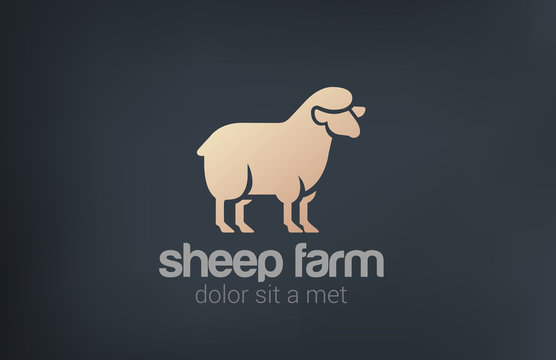 Sheep Logo vector design silhouette icon. Farm Logotype