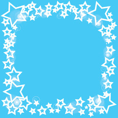 abstract bokeh white star on blue background