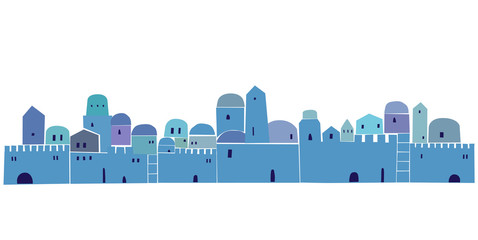 Old City, Middle East Town, Vector Illustration - obrazy, fototapety, plakaty
