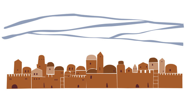 Old City, Middle East Town, Vector Illustration