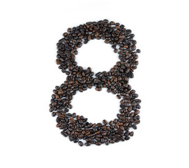 Obraz premium Coffee Beans Model number 8 isolated on white background.