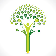 green bulb or idea pencil tree design vector