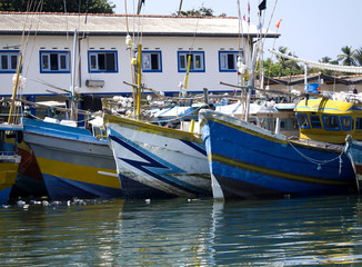 Fototapeta premium Fisher boats at the beach in the morning light