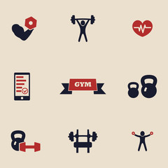 gym and fitness icons