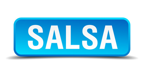 Salsa blue 3d realistic square isolated button