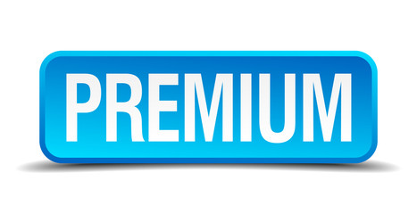 Premium blue 3d realistic square isolated button