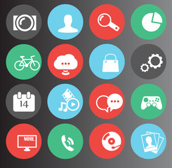 web, media icons set 16