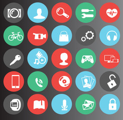 web, media flat icons set 25