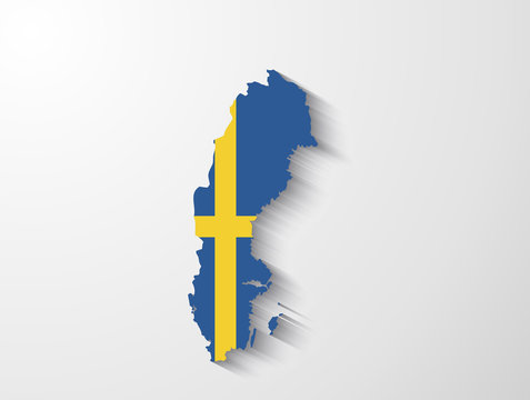 Sweden map with shadow effect