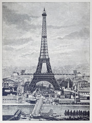 Reprography of a vintage engraved illustration from Eiffel Tower - 69044849