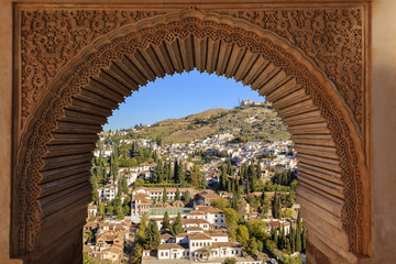 Alhambra Arch Granada Cityscape Andalusia Spain