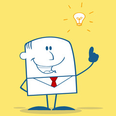 Businessman With A Bright Idea Monochrome On Yellow Background