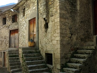 Fototapeta na wymiar Stairs Stone Houses Italy