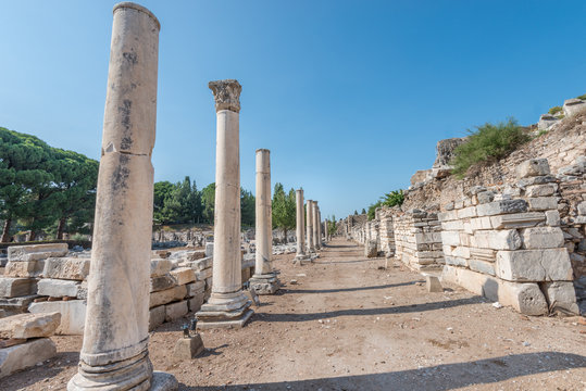 road with ancient colums in Ephesus, Turkey