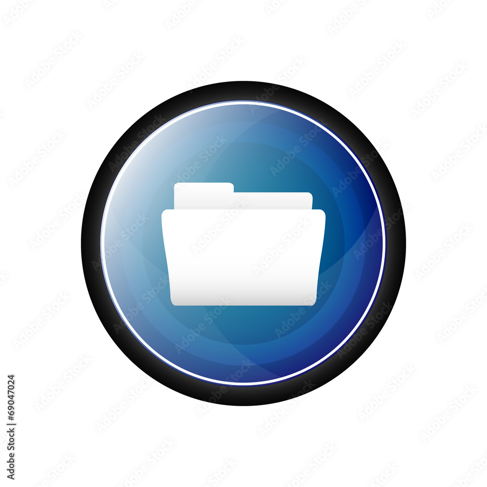 Poster file folder glossy vector icon, button