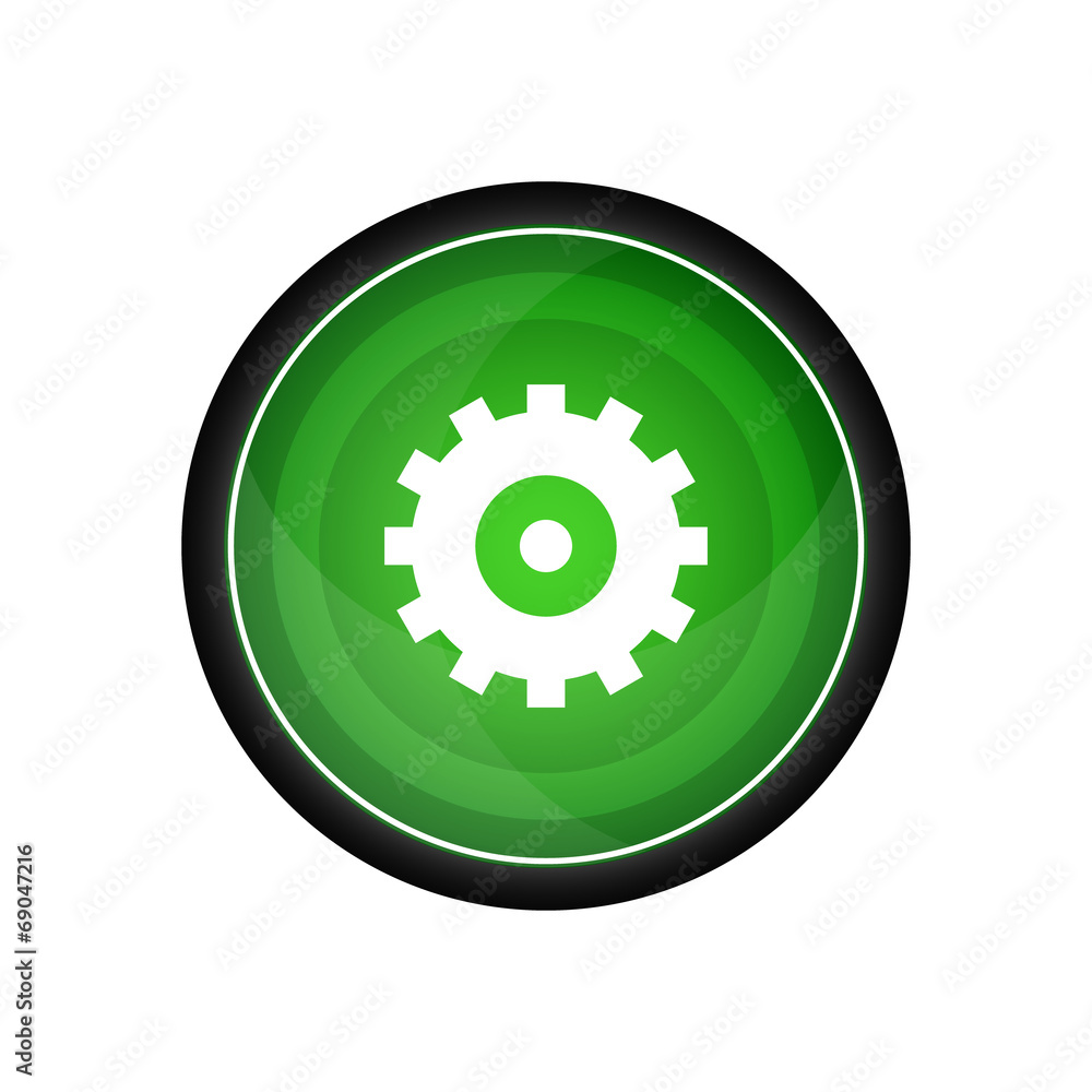 Aufkleber setting vector icon, green button