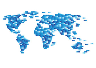 Abstract computer graphic World map of blue and white color, Vec