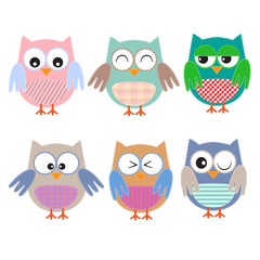 Colorful vector owls
