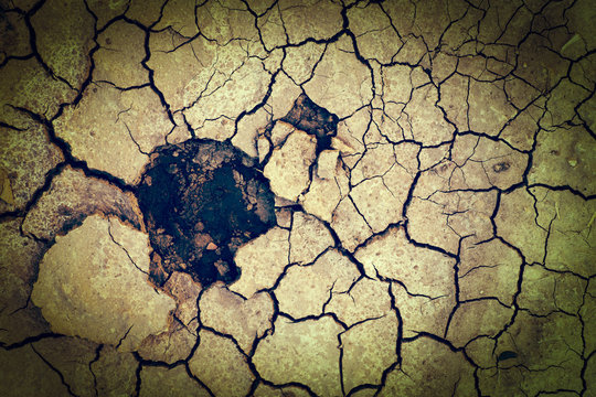 Craced land in drought season, background pattern, disaster.