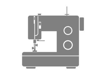 Grey sewing machine on white background