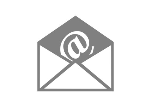 Grey envelope icon on white background