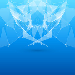 Blue Abstract Mesh Background with Circles, Lines and Shapes