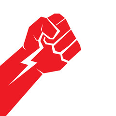 freedom concept. vector red fist icon.