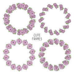 Vector beautiful floral frame. Illustration. Background. Cute