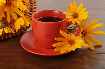 Coffee and flowers