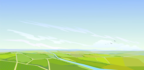 Obraz na płótnie Canvas Country landscape from the aeroplane